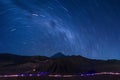 Extreme long exposure image showing star above the Bromo Volcano