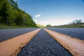 Extreme Low Angle of Yellow Road Stripe Royalty Free Stock Photo