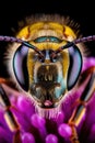 Extreme macro of a bee insect face, Generative AI Royalty Free Stock Photo