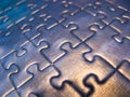 Extreme macro of blue puzzle pieces Royalty Free Stock Photo