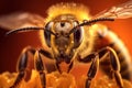 Extreme Macro Capturing the Intricate Details of a Honey Bee. AI Royalty Free Stock Photo