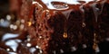 Extreme macro close up photo of chocolate cake, wet, translucence, backlit. AI Generative Royalty Free Stock Photo