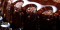 Extreme macro close up photo of chocolate cake, wet, translucence, backlit. AI Generative Royalty Free Stock Photo