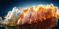Extreme macro close up photo of ice - cream slice, wet, translucence, backlit. AI Generative Royalty Free Stock Photo