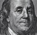 Extreme macro of 100 dollar bill with Benjamin Franklin portrait Royalty Free Stock Photo
