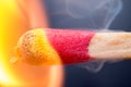 Extreme macro of match igniting Royalty Free Stock Photo