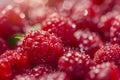 Extreme macro raspberry background. with water drops