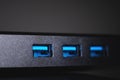 Extreme Macro USB 3.0 Ports on Universal Hub Panel Royalty Free Stock Photo