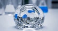 Scientific Crystal Ball Intricate Reflection in a Watch Glass Royalty Free Stock Photo