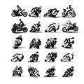 Extreme Motorbike Rider vector eps set 16x Royalty Free Stock Photo