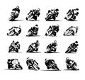 Extreme Motorbike Rider vector eps set 16x