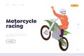 Extreme motorcycle racing activity sportive challenge adventure landing page design template