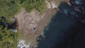 Extreme motorcyclist rides near river. Motocross. Motosport.