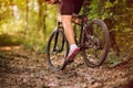 Extreme mountain bike man riding .Spring, nature ,sport concept Royalty Free Stock Photo