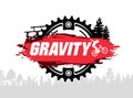 Extreme mountain biking design. Downhill, freeride,slopestyle,enduro. Jumping on bike. Gravity MTB. Vector Royalty Free Stock Photo