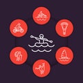 Extreme outdoor activities line icons