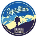 Extreme outdoor adventure badge. High mountains illustration. Royalty Free Stock Photo