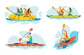 Extreme Paddling, Water Sports Vector Collection Royalty Free Stock Photo