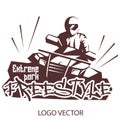 Extreme park logo concept ATV quad bike. Freestyle on ATV logo for Your business project. Vector Illustration ATV Royalty Free Stock Photo