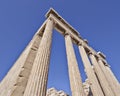 Extreme perspective, unusual view of ancient greek temple