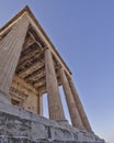 Extreme perspective, unusual view of ancient greek temple