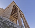 Extreme perspective, unusual view of ancient greek temple