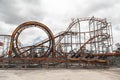 Extreme playground with a metal roller coaster, amusement park Royalty Free Stock Photo