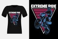 Extreme Ride With Motocross Silhouette Vintage T-Shirt Design