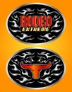 Extreme Rodeo cowboy belt buckle vector design