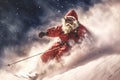 snowboarder ski holiday santa christmas winter mountain skier sport snow. Generative AI.