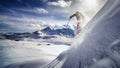 Extreme skier charging down steep slope Royalty Free Stock Photo