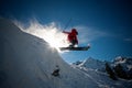 Extreme skier jumping off the cliff Royalty Free Stock Photo