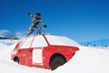 Extreme skiing in the ski park Royalty Free Stock Photo