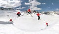 Extreme skiing in the snow park Royalty Free Stock Photo