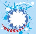 Extreme snowflake.Abstract winter banner