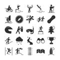 Extreme sport active lifestyle gymnastics runner swin diving ski climbing silhouette icons set design Royalty Free Stock Photo