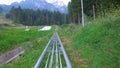Extreme sport activity with bobsled in nature
