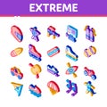 Extreme Sport Activity Isometric Icons Set Vector