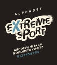 Extreme sport Alphabet lettering with spots in grunge style