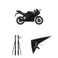 Extreme sport black icons in set collection for design.Different kinds of sports vector symbol stock web illustration. Royalty Free Stock Photo