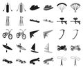 Extreme sport black,monochrome icons in set collection for design.Different kinds of sports vector symbol stock web Royalty Free Stock Photo