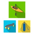 Extreme sport flat icons in set collection for design.Different kinds of sports vector symbol stock web illustration. Royalty Free Stock Photo