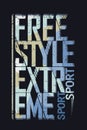 Extreme sport freestyle Typography label