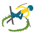 Extreme sport icon isometric vector. Athlete skier make jump during competition