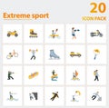 Extreme Sport icon set. Collection of simple elements such as the atv, roller skate, rafting, ice skating, go kart