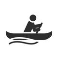 Extreme sport kayaking active lifestyle silhouette icon design