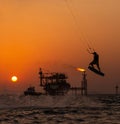 Kitesurfing against Offshore Jack Up