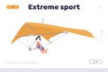 Extreme sport landing page design template offering skydiving descending outdoor recreation Royalty Free Stock Photo