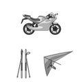 Extreme sport monochrome icons in set collection for design.Different kinds of sports vector symbol stock web Royalty Free Stock Photo