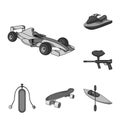 Extreme sport monochrome icons in set collection for design.Different kinds of sports vector symbol stock web Royalty Free Stock Photo